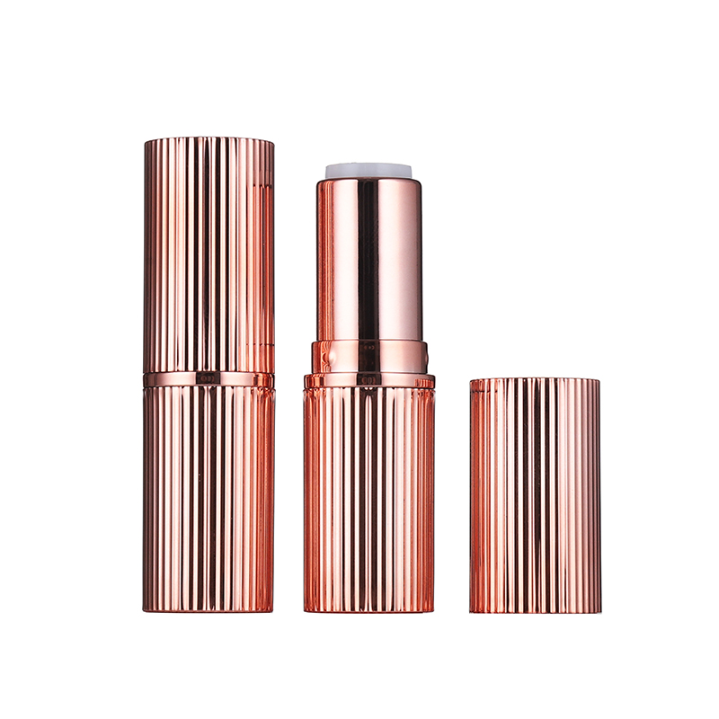 Gold lipstick container stripe lipstick packaging plastic lipstick shell 8036